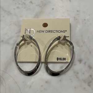 New Directions Silver Textured Hoop Earrings